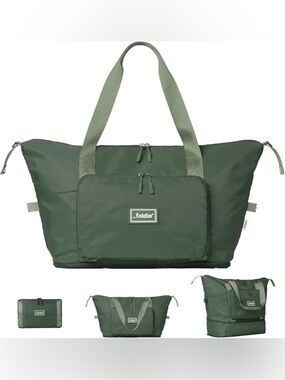The Foldie Foldable Travel Bag Weekender Carry-on Army Green 40L Expandable NWT